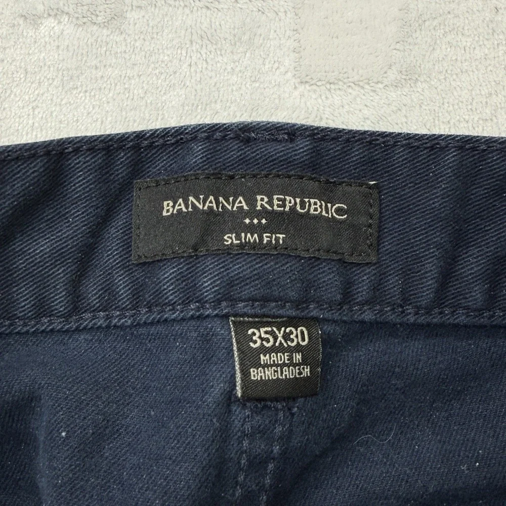 Banana Republic Mens Traveler 35x30 Blue Slim‎ Fit Pants Stretch 5-Pocket
